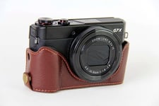 Étui demi-caméra en cuir véritable avec poignée pour canon PowerShot G7X Mark II - Type Real Leather Coffee