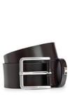 BOSS Mens Ther-Flag-E Sz35 Italian-leather belt with signature-stripe keeper trim