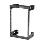 StarTech.com 15U 19 Wall Mount Network Rack - 12 Deep 2 Post Open Frame Server Room Rack for Data/AV/IT/ Communication/Computer Equipment/Patch Panel w/Cage Nuts & Screws 200lb Capacity