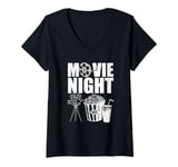 Womens Best Movie Night Design For Men Women Cinema Movie Lovers V-Neck T-Shirt