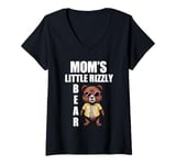 Womens Rizz Bear Mom's Little Rizzly Bear Funny Rizz Saying V-Neck T-Shirt