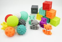 Infantino Balls, Blocks & Buddies Baby Activity Toy Set Sensory 20 Piece Set New