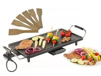 Electric Teppanyaki Table Top Grill Griddle BBQ Barbecue Garden Camp 8 Spatulas