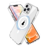 ORETECH Coque Magnétique iPhone 12 Pro Max - Coque pour iPhone 12 Pro Max avec 2 Verre Trempé - Protection Antichoc Militaire Coque iPhone 12 Pro Max Coque Mag-Safe iPhone 12 Pro Max 6.7" Transparent