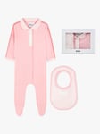 BOSS Baby Logo Sleepsuit & Bib Set, Rose