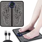 Herzberg EMS, Tapis de Massage des Pieds Électrique Automatique, Technologie EMS Avancée, Écran LED, 8 Modes de Massage, 19 Niveaux d'Intensité, Chargement USB, Arrêt Automatique Noir