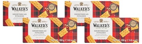 Walkers Pure Butter Shortbread Fingers, 250g (Pack of 4)