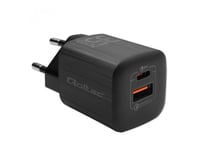 Qoltec 35W Gan Ultra Power Charger | 5-20V | 2.25-3A | 1 X Usb Type C Pd | 1 X Usb Qc 3.0 | Black