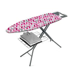 Metaltex Antares Ironing Board - Height Adjustable with Iron Rest and Underboard Linen Shelf- Perfect for Clothes, Bedding, Sheets and Home Essentials - Zig-Zag, 114 x 89 x 38 Centimetres