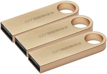 Kingston DataTraveler SE9 Gen 3-64GB - 220MB/s read- Metal - USB 3.2 Gen 1 -Gold (Pack of 3)