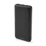 Nedis - Powerbank | 10000 mAh | 1.5 / 2.0 / 3.0 A | Antal output: 2 | Output tilslutning: 1x USB-A / 1x USB-C™ | Input forbindels: 1x Micro USB / 1x USB-C™ | PD2.0 18W | Lithium-polymer - UPBKPD10000BK