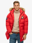 Superdry Everest Longline Baffled Parka Jacket, Heritage Red