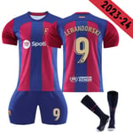 2023-2024 Barcelona hemma fotbollströja för barn nr 9 Lewandowski 6-7years