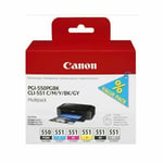 Genuine Canon PGI550 BK & CLI551 CMYK+GY Ink Cartridges for Canon Pixma Printers