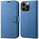 OCASE for iPhone 14 Pro Case, Premium PU Leather iPhone 14 Pro 5G Wallet Case Flip Phone Cover with[RFID Blocking][Card Holder][TPU Inner Shell] for the 6.1 Inch 2022 Pro 5G,Light Blue