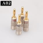 HIFI LIVE 4 pièces/ensemble 4mm cuivre pur plaqué or fiche banane connecteur pour Audio vidéo haut-parleur adaptateur Terminal connecteurs Kit - Type [A02]-2 sets(8 pieces)