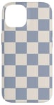 Coque pour iPhone 14 Motif damier bleu clair-gris et crème