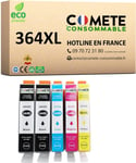 364XL - 5 Cartouches d'encre Compatibles avec HP 364 XL - pour HP Photosmart 5510 5520 Deskjet 3070A 3520 Officejet 4620 4622 (2 Noire + 1 Cyan + 1 Magenta + 1 Jaune)