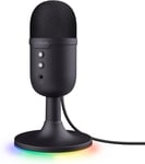 GXT 236 Yami Micro Gamer à Condensateur, Microphone USB pour Le Streaming, Twitch, Youtube, Podcast, Jeux PS5, PS4, Micro ASMR avec Filtre Anti-Pop, Touche Muet, RGB - Noir