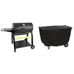 Barbecue Charbon de Bois sur Chariot - Tonino 70 - Cuisson 3 en 1 - Surface de Cuisson : 2 822 cm² - Noir & Housse de Protection pour Plancha à Poser - Dimensions : L 125 cm x P 60 cm x H 80 cm