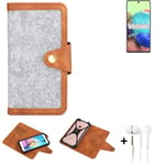 Felt Case + earphones for Samsung Galaxy A71 5G Cover light grey