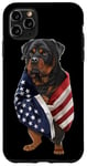 Coque pour iPhone 11 Pro Max Chien Rottweiler patriotique enveloppé dans un drapeau américain américain