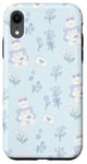 Coque pour iPhone XR Coquette Blue Flowers Mignon Bunny Soft Girl