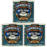 3x Hammerite Direct To Rust Hammered White Quick Drying Metal Paint 250ml