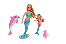 STEFFI LOVE Simba 105733336 Mermaid Friends, Doll as Magical Mermaid with Sister Evi, Dolphin Figure and More, Toy for Children from 3 Years