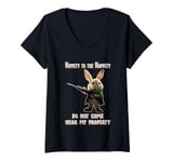 Womens Hippety To The Hoppety Guard Bunny Fun 2nd Amendment V-Neck T-Shirt