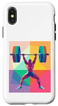 Coque pour iPhone X/XS Musculaire Guy Overhead Pressing a Massive Barbell