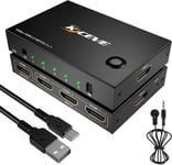 Commutateur Hdmi 5 Ports, 4K @ 60 Hz Hdmi 2.0 Avec Télécommande, Compatible Hdr, Hdcp2.2, 3D, 1080P, Sélecteur Hdmi Compatible Avec Ps4, Xbox, Lecteur Blu-Ray, Apple Tv, Fire Tv, Avec Télécommande