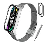 BANGTING Bracelet de Remplacement en Métal Compatible avec Xiaomi Mi Band 3/4 / 5/6, Bandes pour Xiaomi Mi Band 6 Bracelet Bracelets Accessoires pour Mi Fit 5 Sangles (Argent)