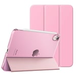 MoKo Case Fit New iPad Mini 6 2021 (6th Generation, 8.3-inch) - Slim Lightweight Hard Clear Back Shell Stand Cover with Translucent Frosted Back Protector, with Auto Wake/Sleep, Nosegay Pink