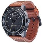 Alpinestars Tech 3H Fashionable Casual Wear Leather Strap Watch Black / Brown