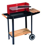 BBQ Collection Barbecue à Charbon de Bois - Barbecues sur Pieds - Barbecue sur Pieds avec Roulettes - Grille Réglable et Pare-Vent - Barbecue avec Tablettes - Noir