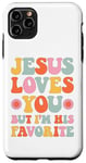 Coque pour iPhone 11 Pro Max Retro Groovy Jesus t'aime mais je suis son chrétien préféré