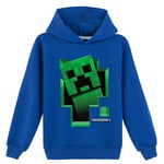 Minecraft Hoodie för unisex barn, Creeper-tryckta huvtröjor, långärmade tröjor för pojkar och flickor, Gamer-present-WELLNGS Dark Blue 6-7Years