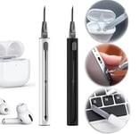 3 en 1 Kit de Nettoyage Multifonction,2 Pièces Stylo de Nettoyage pour Écouteurs Bluetooth Multifonction avec Brosse en Microfibre Douce,pour Étui d'écouteurs,Téléphone Portable,Tablette (Blanc,Noir)