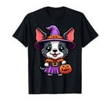 Scary Halloween Dog Witch Hat Costume Spooky Season T-Shirt