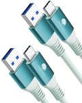 CONMDEX 2Pack USB C Fast Charging Cable 10Gbps Data USB A Android Auto Cable QC3.0 3.1A Fast Charger Data Transfer Cable USB3.1 Gen2 for Samsung Note20 Galaxy S24/S23/S22/S21TabS9 Pixel9/9Pro 1M-Green