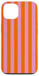 Coque pour iPhone 13 Orange Rose rayé mignon Girly Esthétique Preppy Stripe