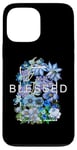 Coque pour iPhone 13 Pro Max Graphique bleu béni et fleuri