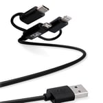 T'nB - Câble USB avec connecteurs Lightning + Micro USB + Type C - Noir