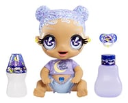 Glitter Babyz MGA Selena Stargazer Baby Doll with 3 Magic Colour Changes Through Ice Cold Water, Purple Glitter Hair, Moon and Stars Outfit, Nappy, Bottle and Dummy - For Children from 3 Years