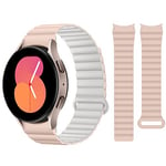 HITZEE Compatible avec Bracelet Samsung Galaxy Watch 7/FE/6 40mm 44mm/Watch 6 Classic/Watch 5/Watch 4, 20mm Bracelet Magnétique Silicone Band pour Galaxy Watch 4 Classic/Watch 5 Pro, Rose-Beige