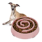 Relaxdays Slow Feeder Bowl, Anti Gulping, Food for Dogs, 600 ml, Eat Slowly, Dishwasher Safe, Spiral, Pink