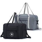 Ryanair Kabinväska 40x20x25 Resväska 2-pack Fällbar Understol Kabinväska Vattentät Weekendväska Lätt Handbagage grey/black 2 park