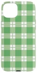 iPhone 15 Plus Green White Checkered Plaid Flannel Gingham Pattern Checker Case