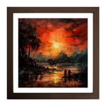 Apocalypse Now Palette Knife Painting Framed Wall Art Print, Ready to Hang Picture for Living Room Bedroom Home Office, Walnut 18 x 18 Inch (45 x 45 cm)